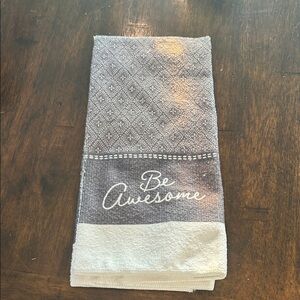 Be Awesome Gray and White Hand Towel